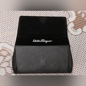 Salvatore Ferragamo Black Leather Case For Glasses